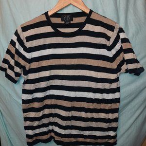 City Silk knit short sleeve striped top